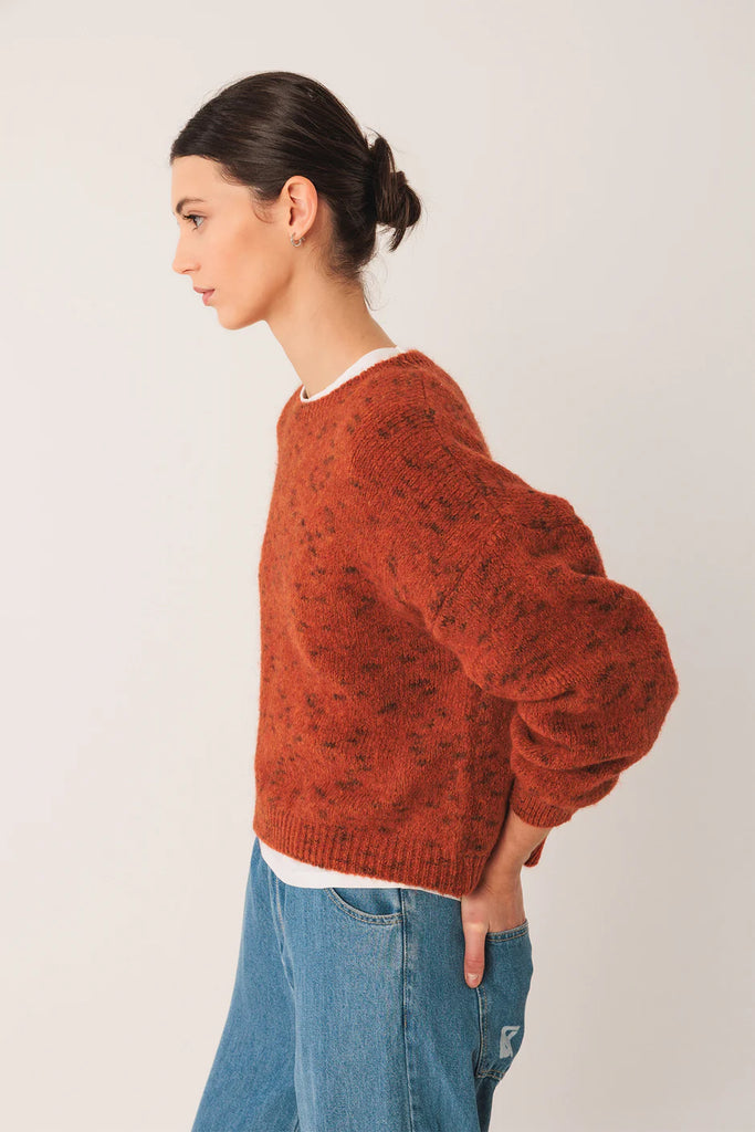 INDI AND COLD BURNT ORANGE CROP KNIT