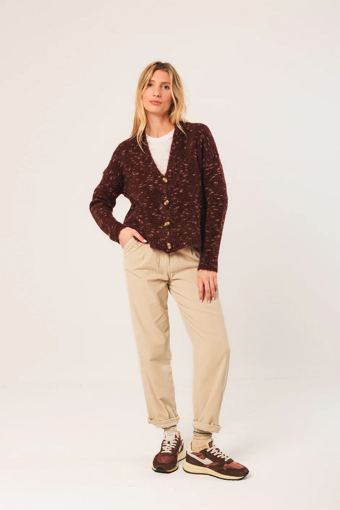 INDI AND COLD PLUM FLECK CARDIGAN