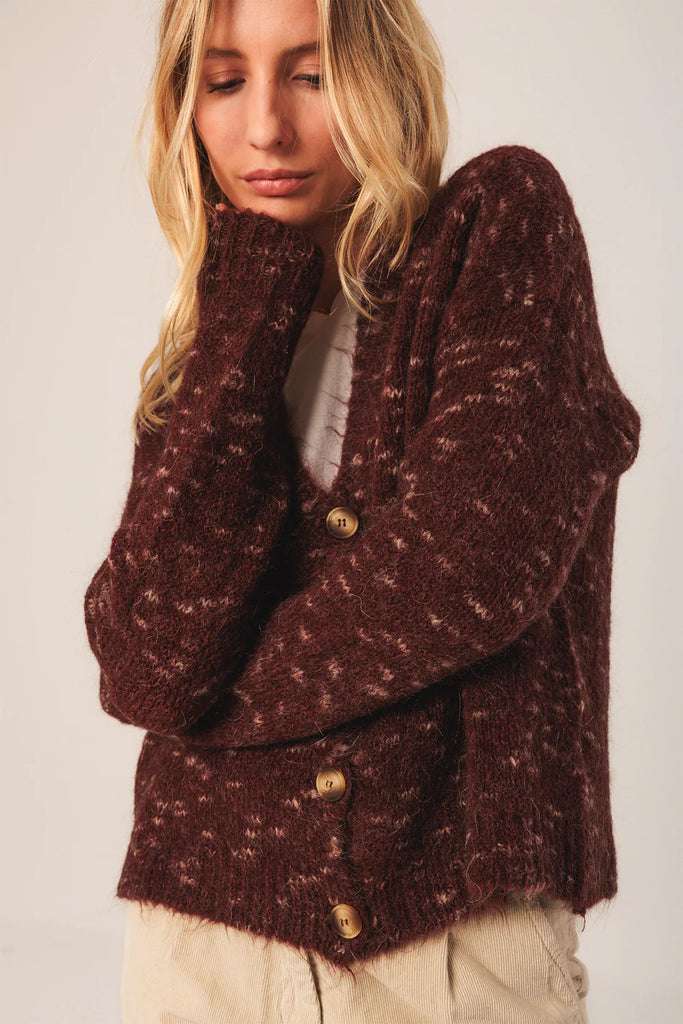 INDI AND COLD PLUM FLECK CARDIGAN