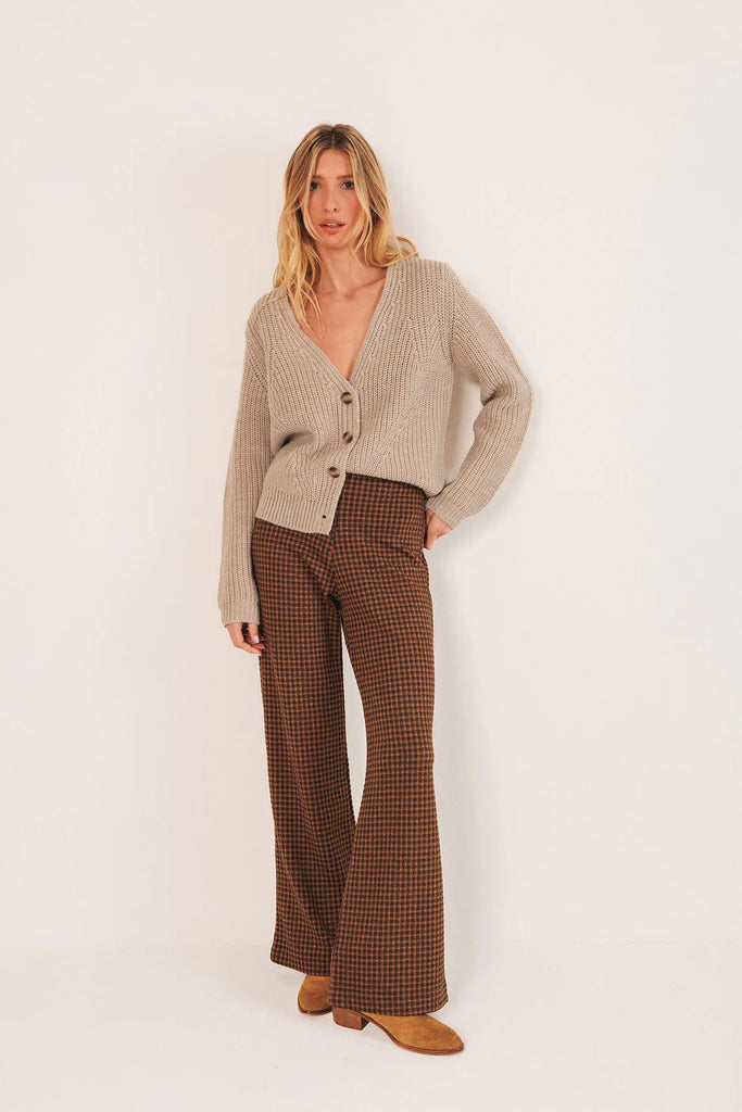 INDI AND COLD RIB KNIT NATURAL CARDIGAN