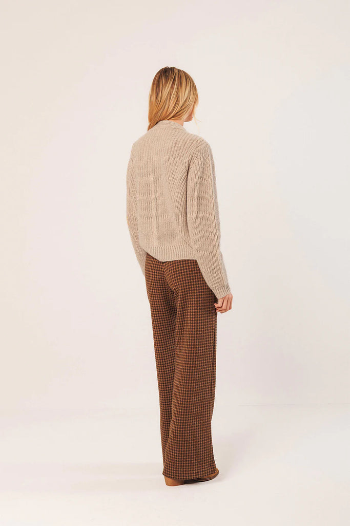 INDI AND COLD RIB KNIT NATURAL CARDIGAN
