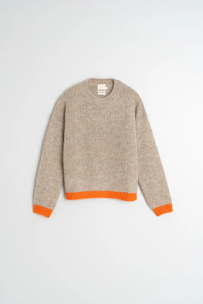 INDI AND COLD SAND KNIT WITH ORANGE TRIM