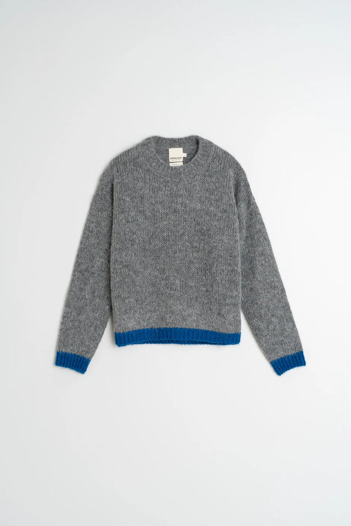 INDI AND COLD GREY KNIT WITH BLUE TRIM
