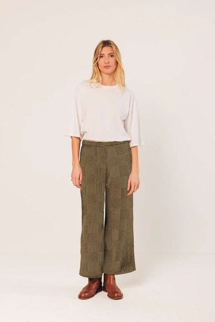 INDI AND COLD OLIVE JAMES CHECK TROUSER