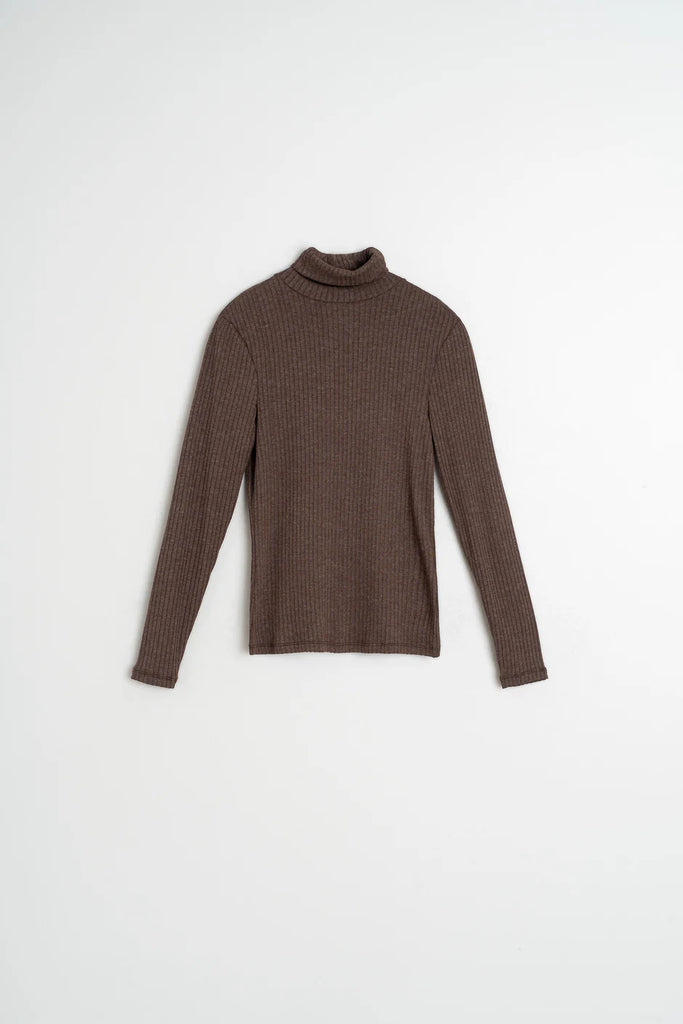 INDI AND COLD BROWN RIB POLO NECK