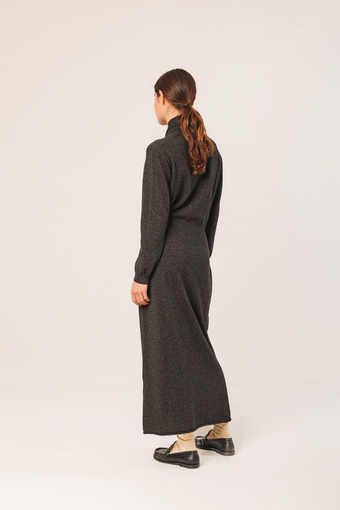 INDI AND COLD CHARCOAL WOOL DRESS