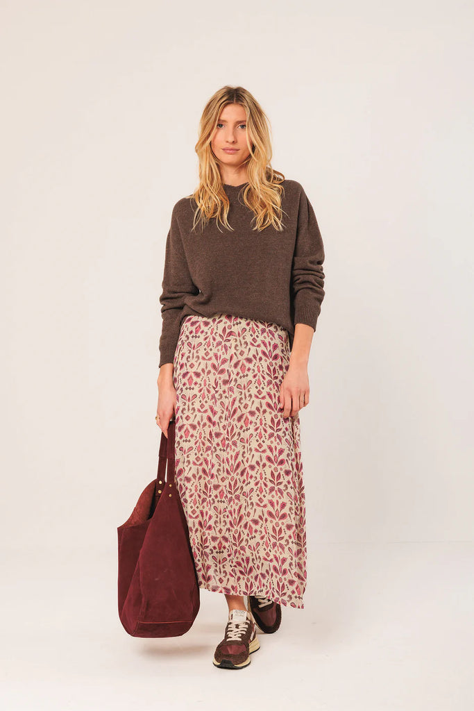 INDI AND COLD BROWN KNIT HOODED TOP