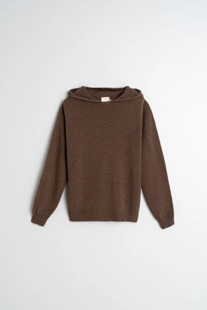 INDI AND COLD BROWN KNIT HOODED TOP