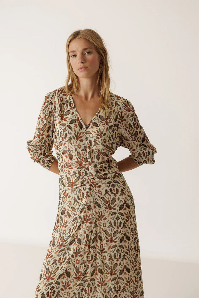 INDI AND COLD LANTERN SLEEVE DRESS