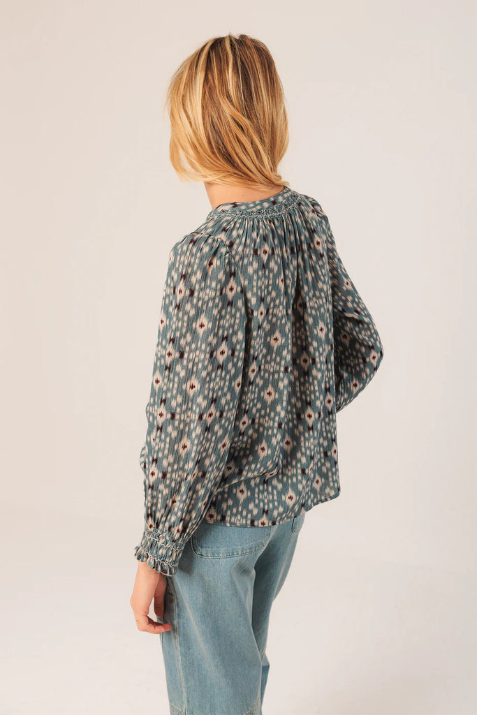 INDI AND COLD PRINT SMOCK BLOUSE