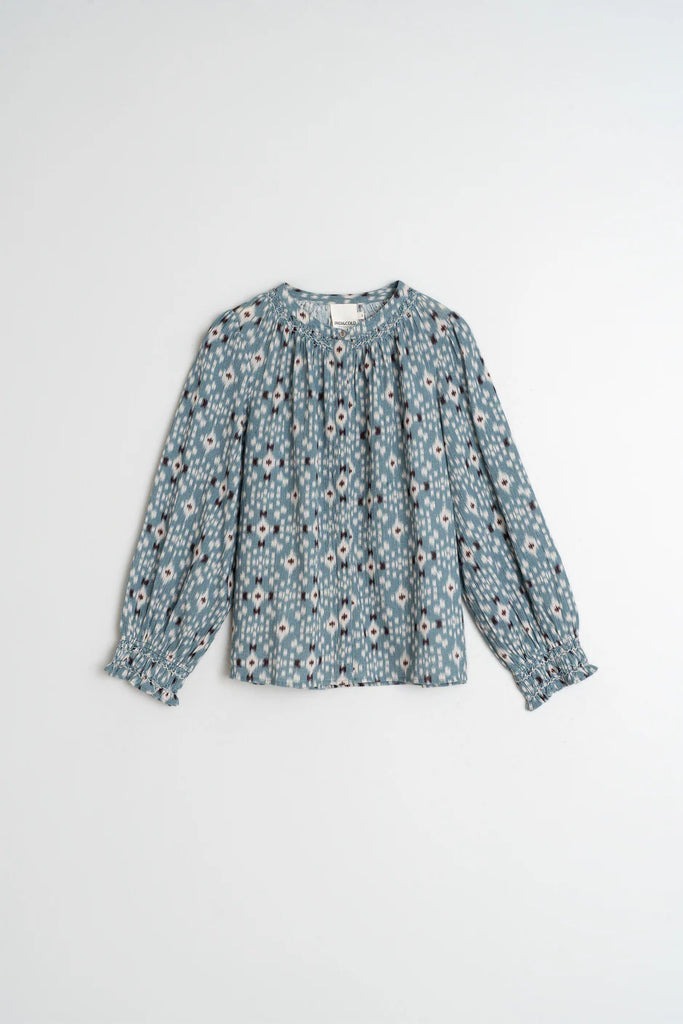 INDI AND COLD PRINT SMOCK BLOUSE