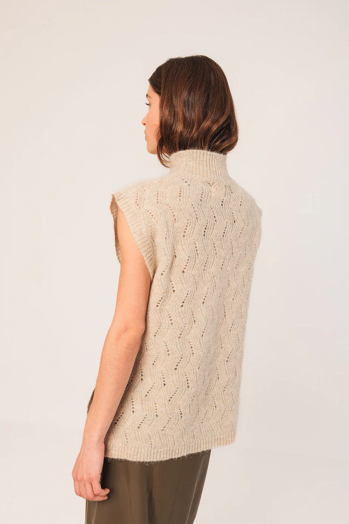 INDI AND COLD CROCHET HIGH NECK VEST KNIT