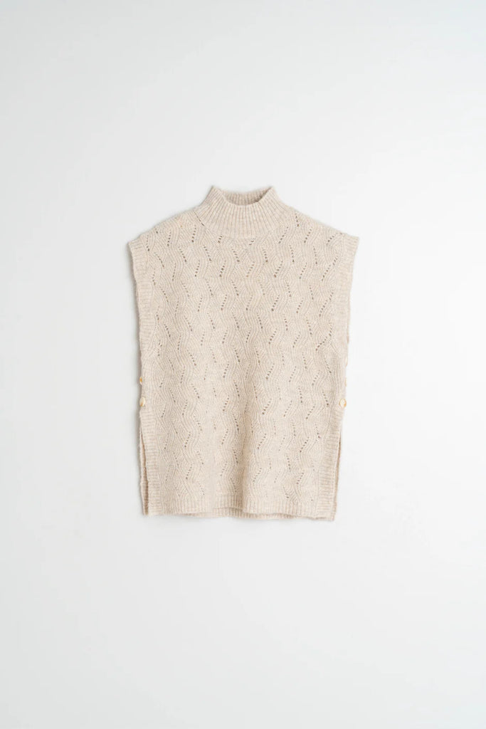 INDI AND COLD CROCHET HIGH NECK VEST KNIT