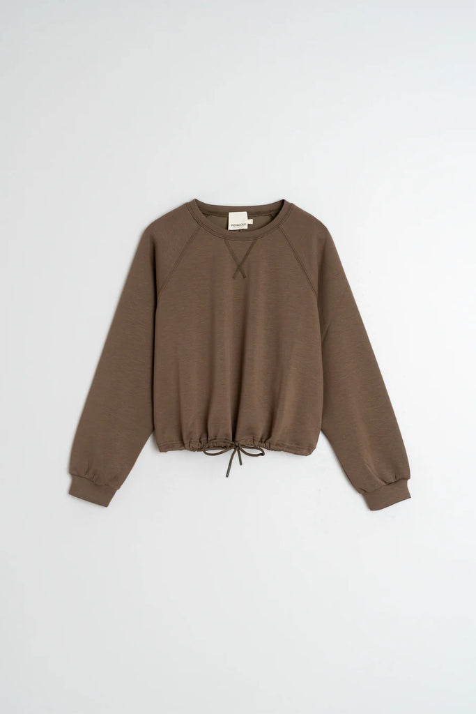 INDI AND COLD KHAKI CROP SWEATSHIRT