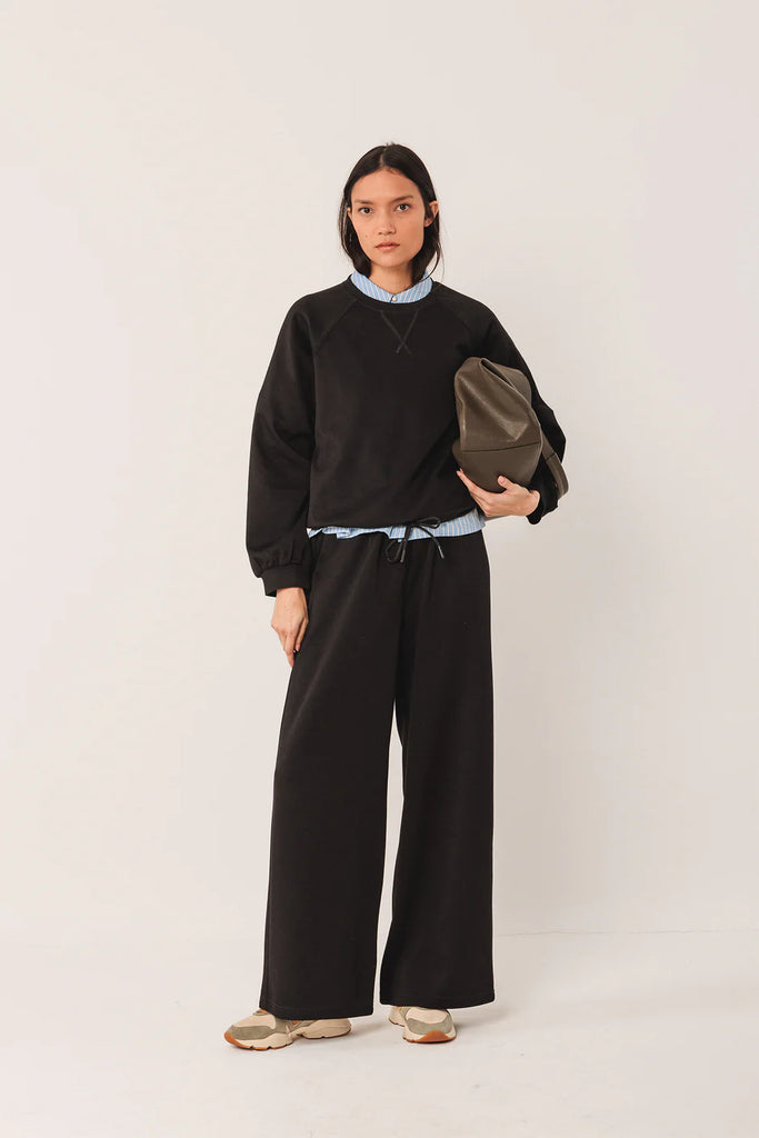 INDI AND COLD BLACK JERSEY WIDE LEG TROUSER