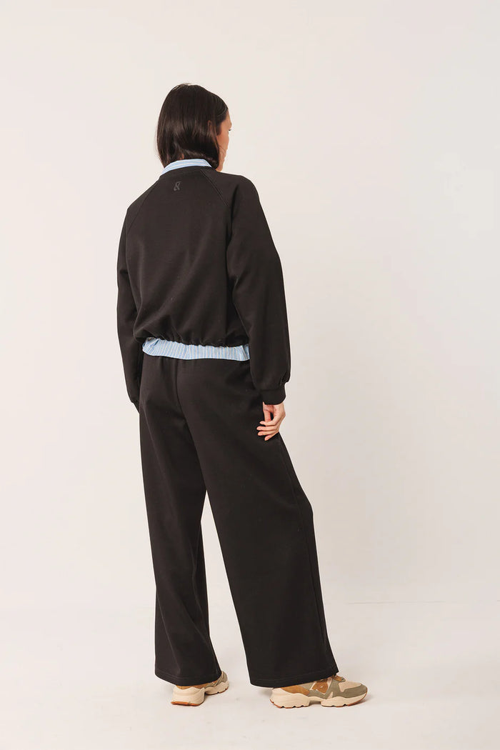 INDI AND COLD BLACK JERSEY WIDE LEG TROUSER