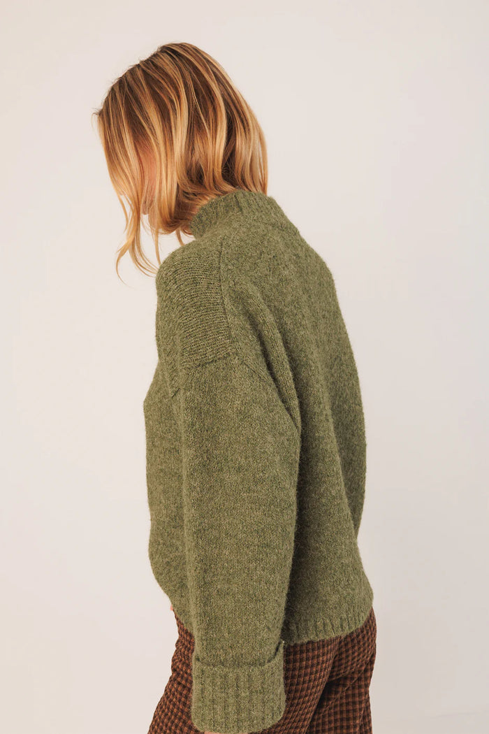 INDI AND COLD HIGH NECK GREEN KNIT