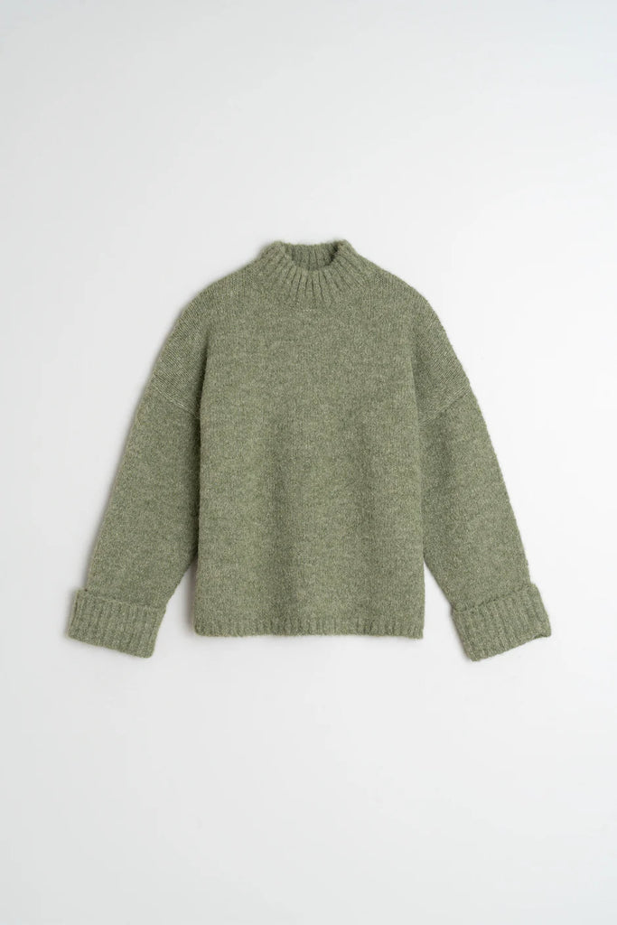 INDI AND COLD HIGH NECK GREEN KNIT