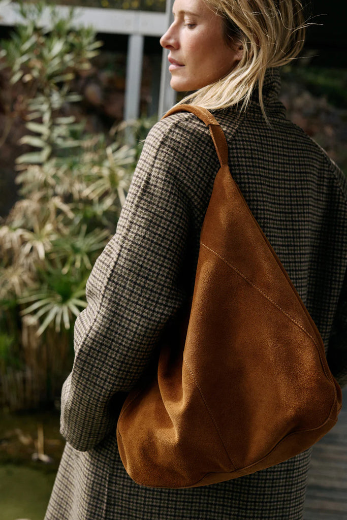 INDI AND COLD TAN SUEDE BAG