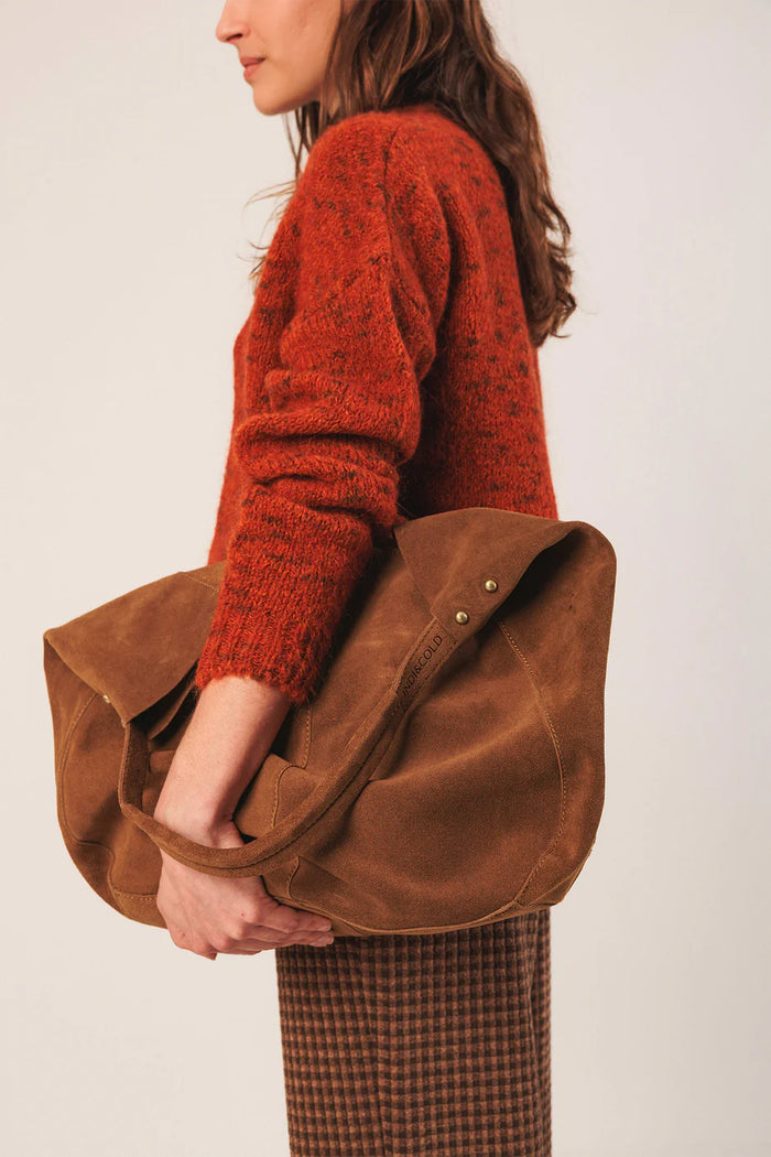 INDI AND COLD TAN SUEDE BAG