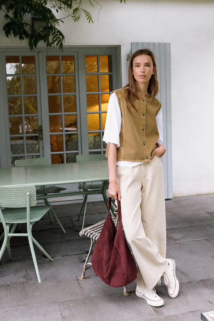 INDI AND COLD PLUM SUEDE BAG