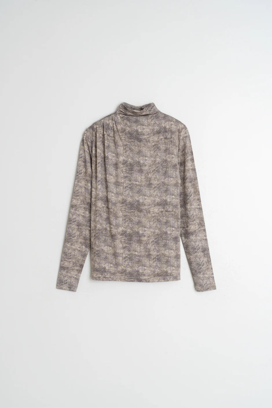 INDI AND COLD FINE NETTING PRINT HIGH NECK TOP - White Bicycle