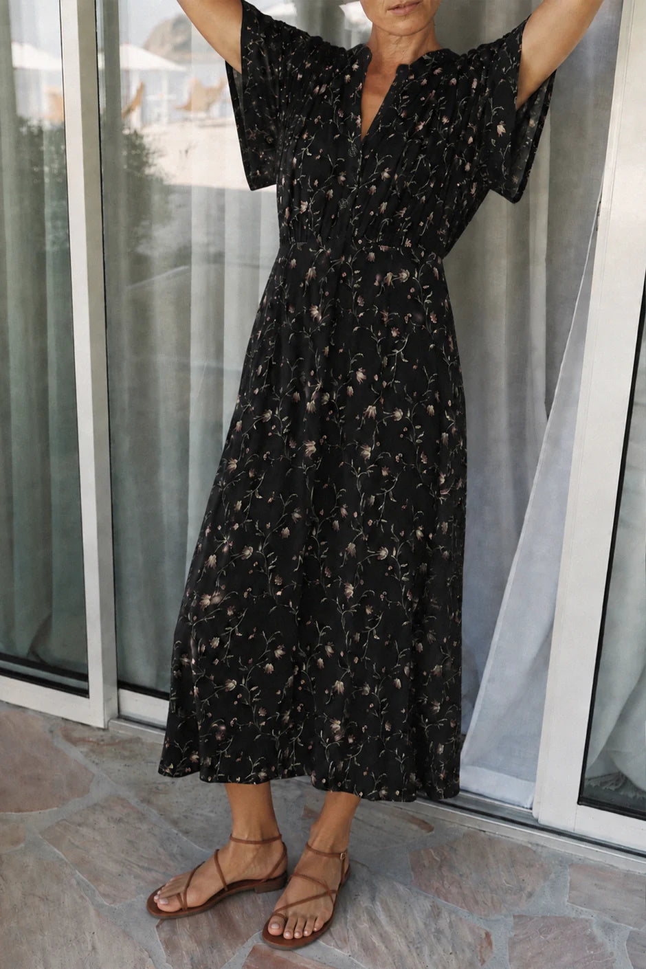 INDI AND COLD LONG FLORAL PRINT DRESS
