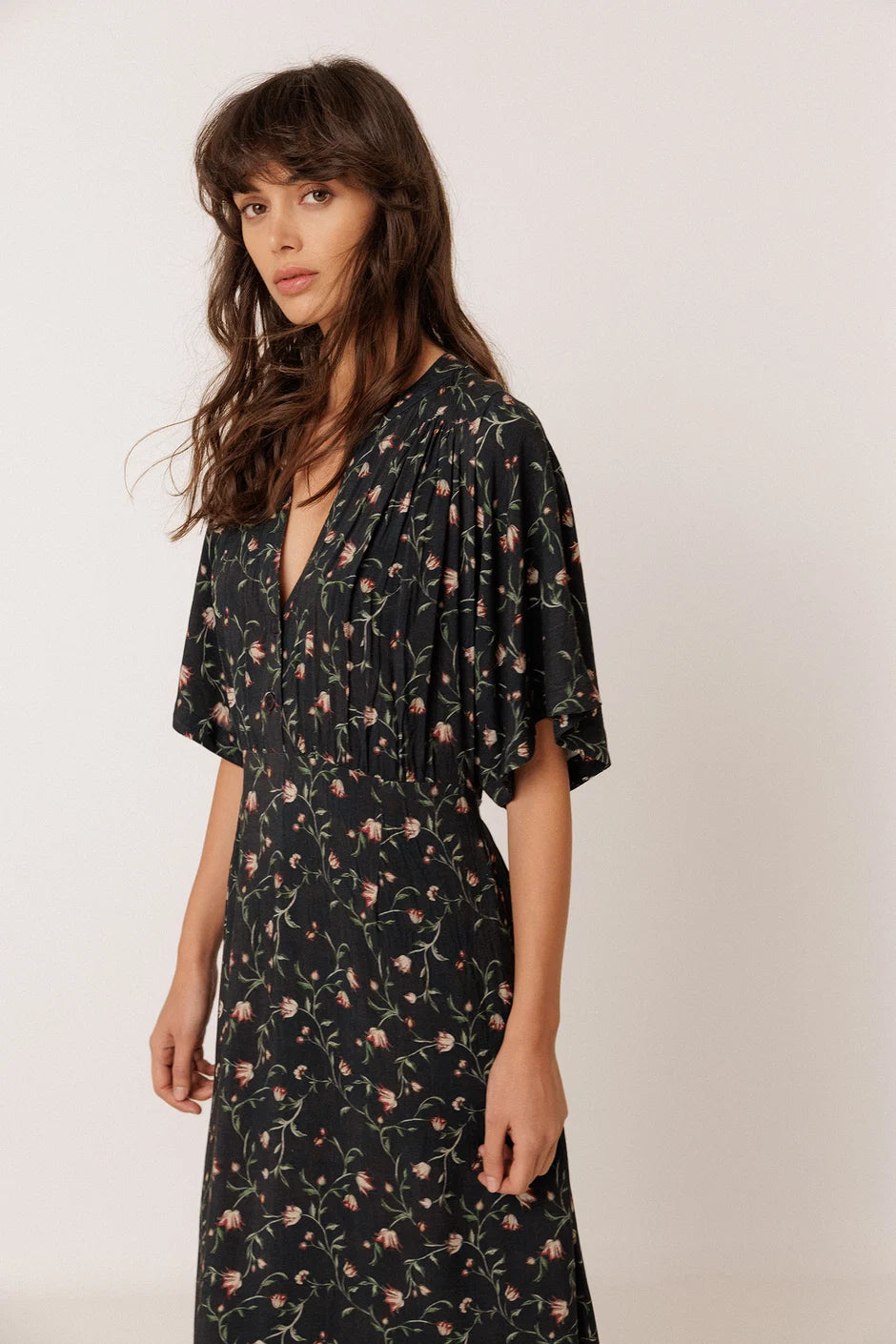 INDI AND COLD LONG FLORAL PRINT DRESS