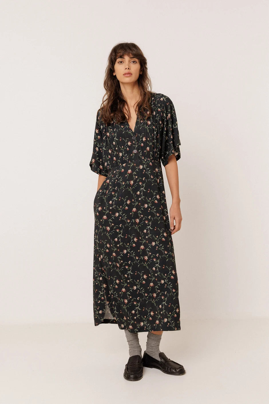 INDI AND COLD LONG FLORAL PRINT DRESS