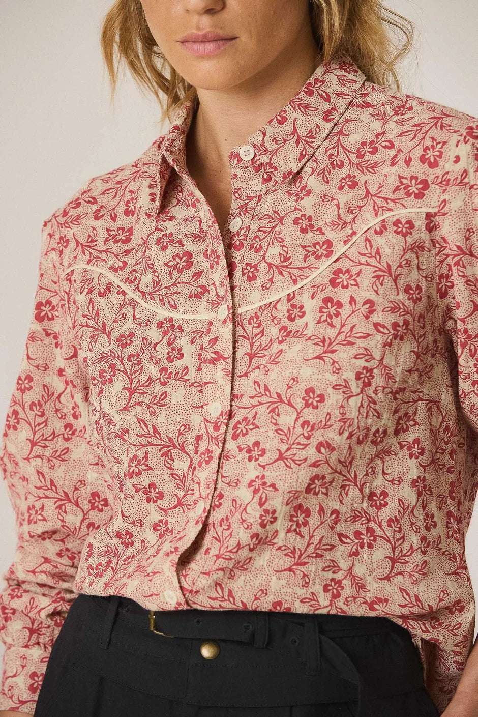 INDI AND COLD RED PATTERN WESTERN STYLE SHIRT