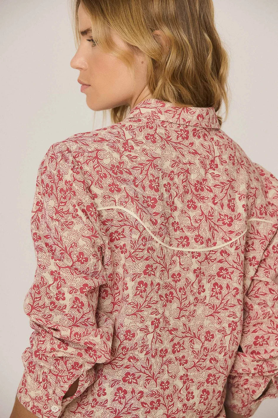 INDI AND COLD RED PATTERN WESTERN STYLE SHIRT
