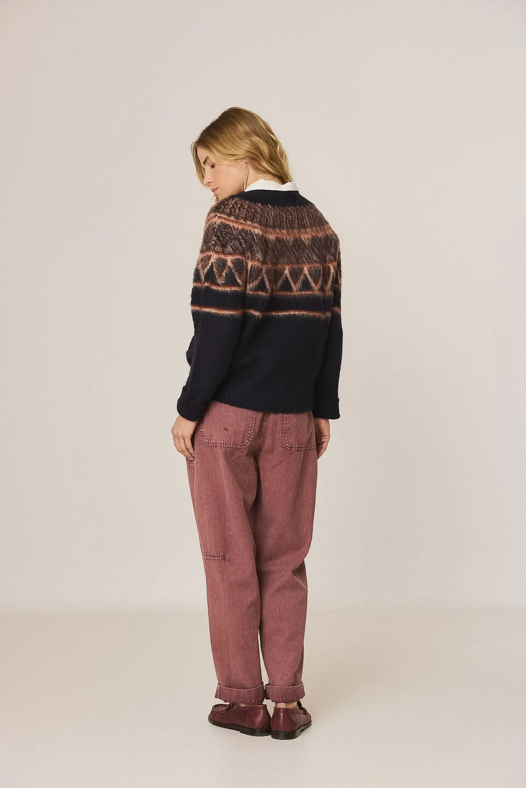 INDI AND COLD NAVY FAIRISLE KNIT