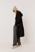 INDI AND COLD BLACK WOOL COAT WITH HOOD