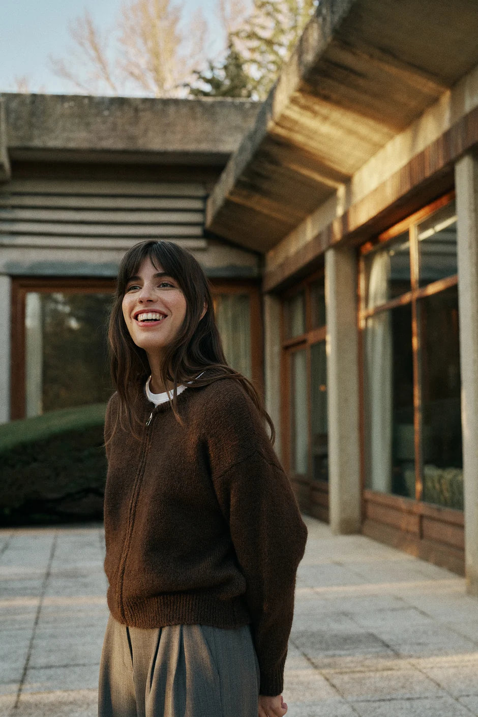 INDI AND COLD CHOCOLATE BOMBER STYLE CARDIGAN