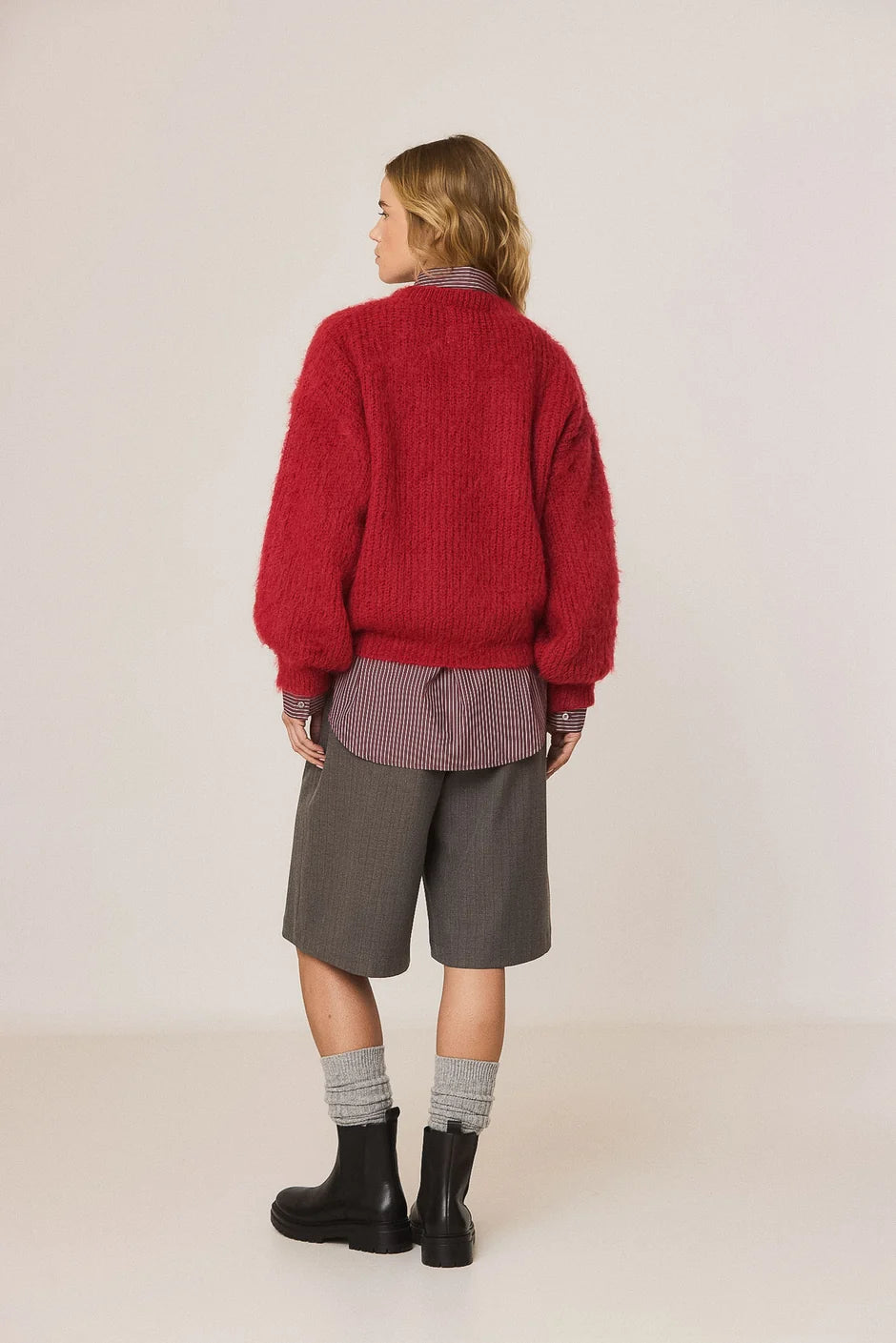 INDI AND COLD RED BRUSHED MOHAIR KNIT