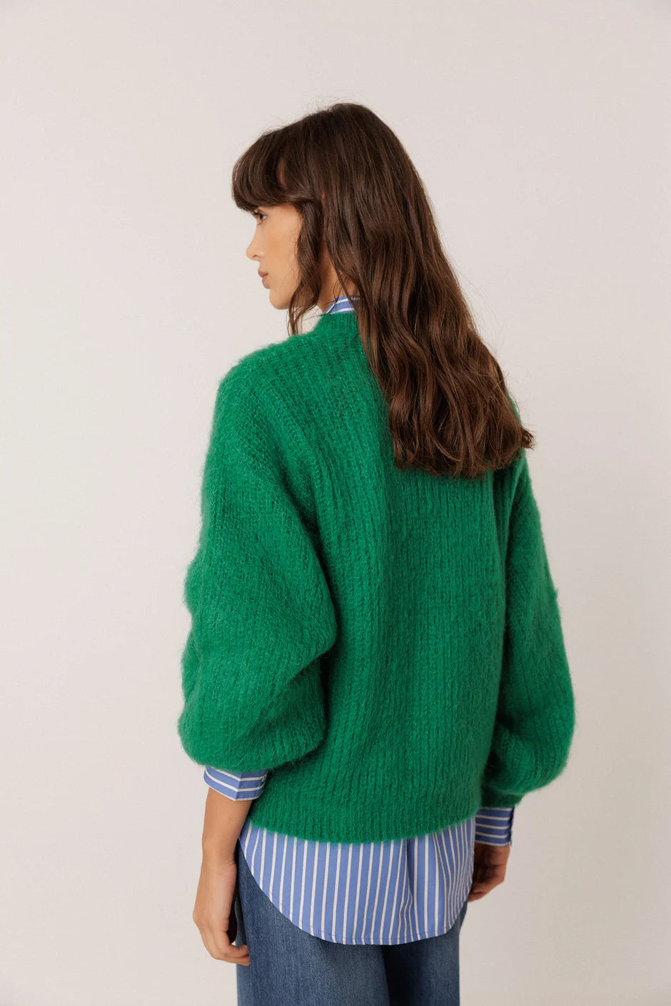 INDI AND COLD GREEN BRUSHED MOHAIR KNIT
