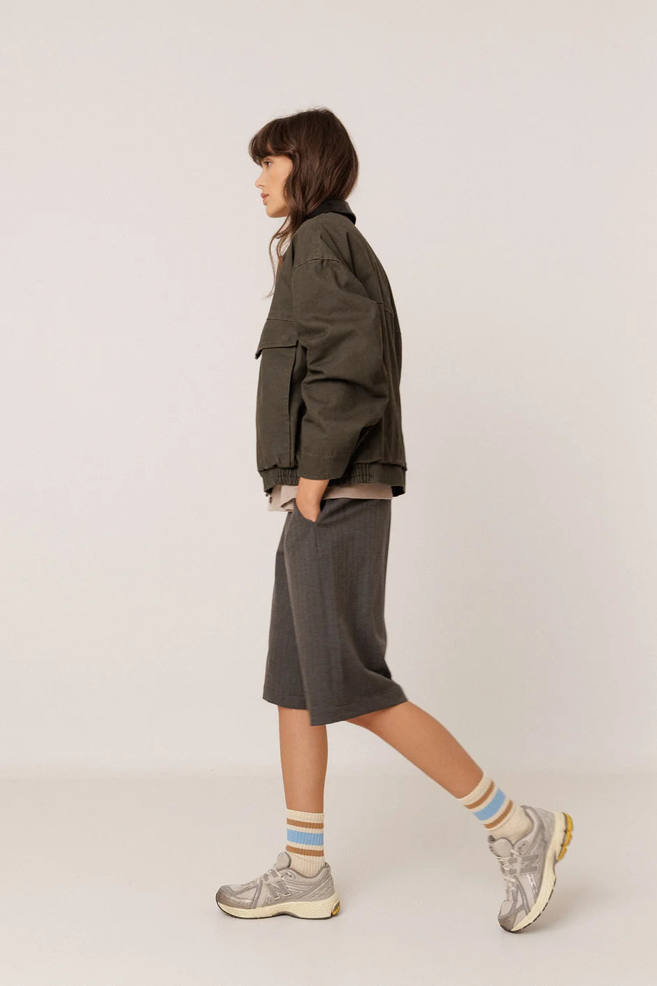 INDI AND COLD ANTHRACITE WASHED EFFECT QUILTED JACKET