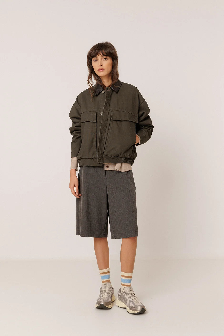 INDI AND COLD ANTHRACITE WASHED EFFECT QUILTED JACKET