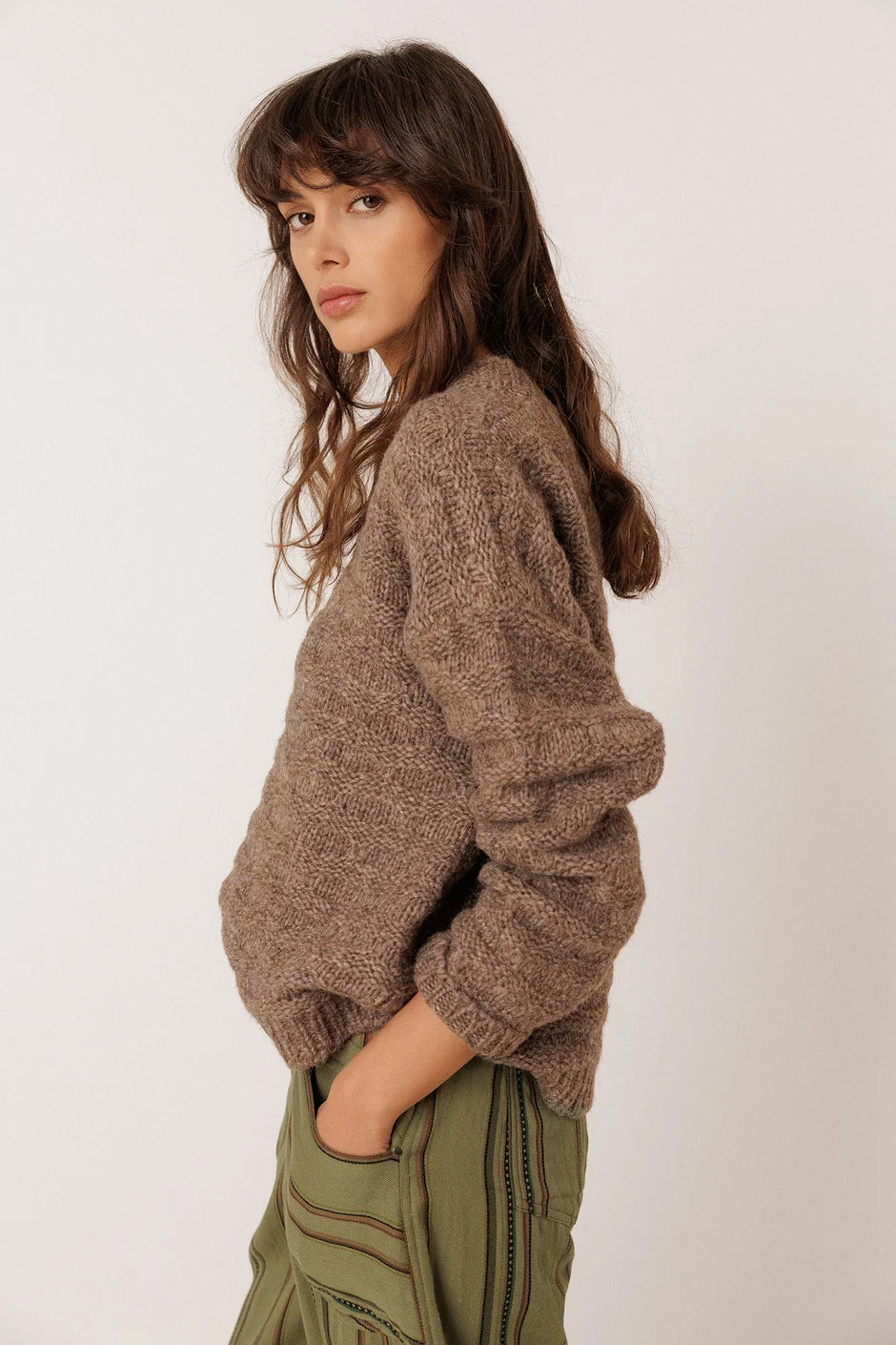 INDI AND COLD TAUPE BOX FIT KNIT