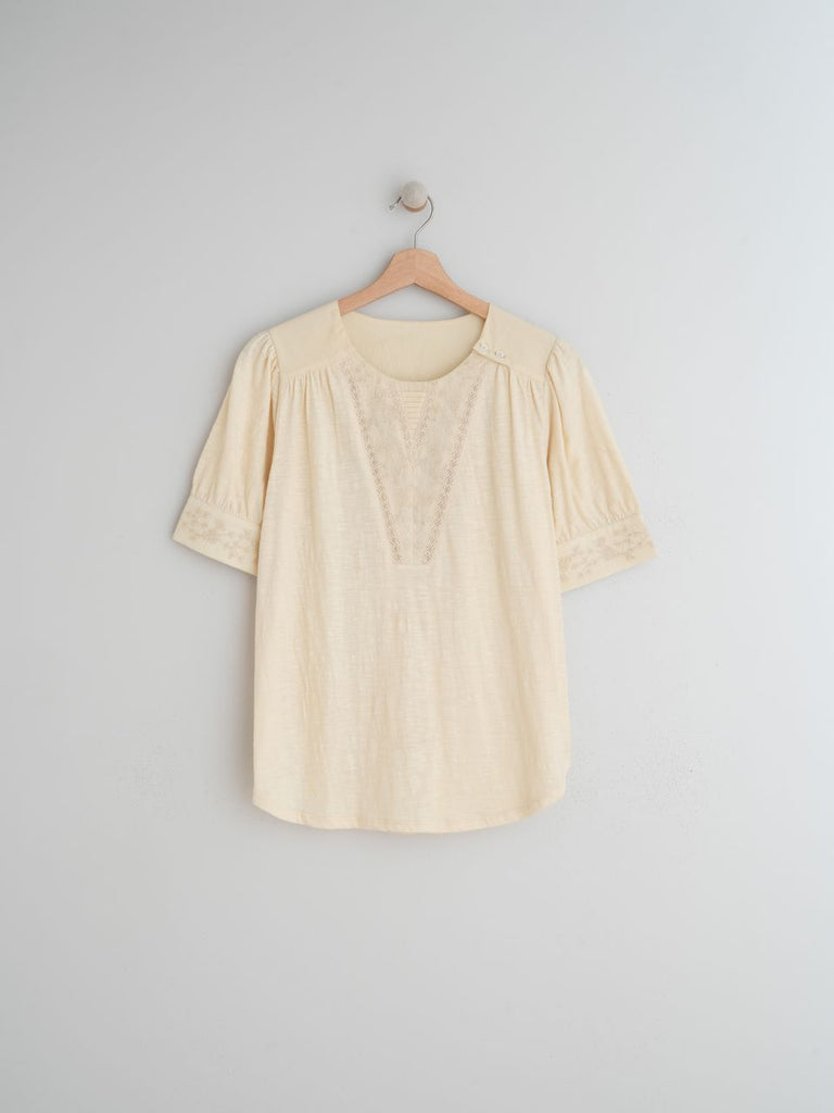 INDI AND COLD LEMON LACE INSERT TEE