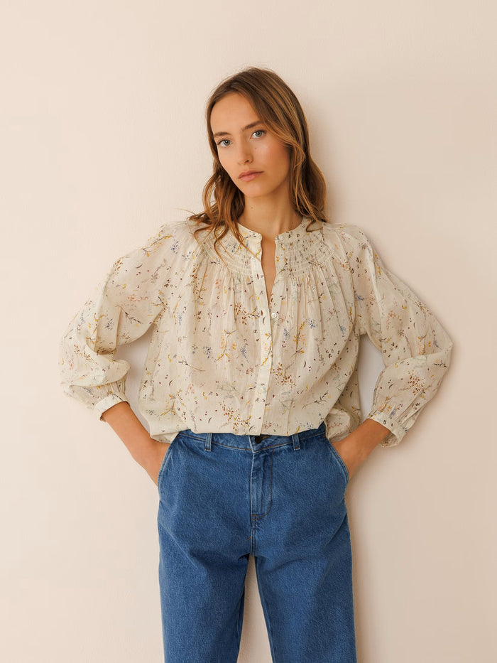INDI AND COLD LEMON FLORAL RAGLAN SLEEVE BLOUSE