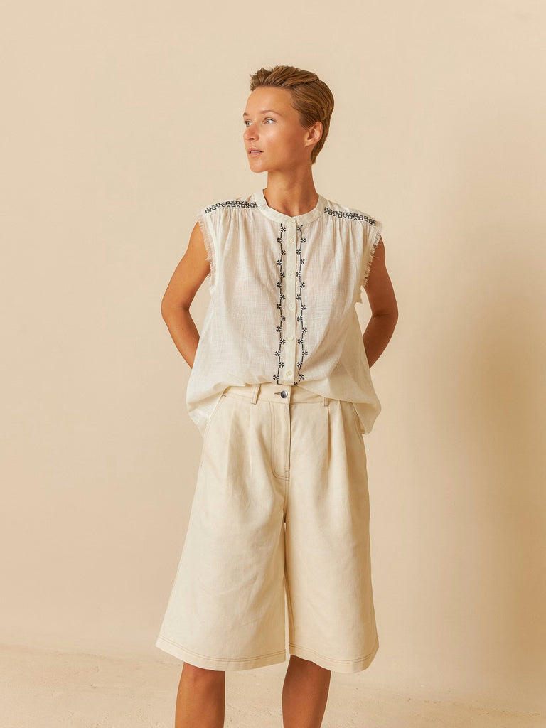 INDI AND COLD CREAM CROSSTITCH SHIRT