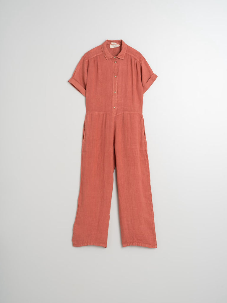 INDI AND COLD RASPBERRY LINEN JUMPSUIT