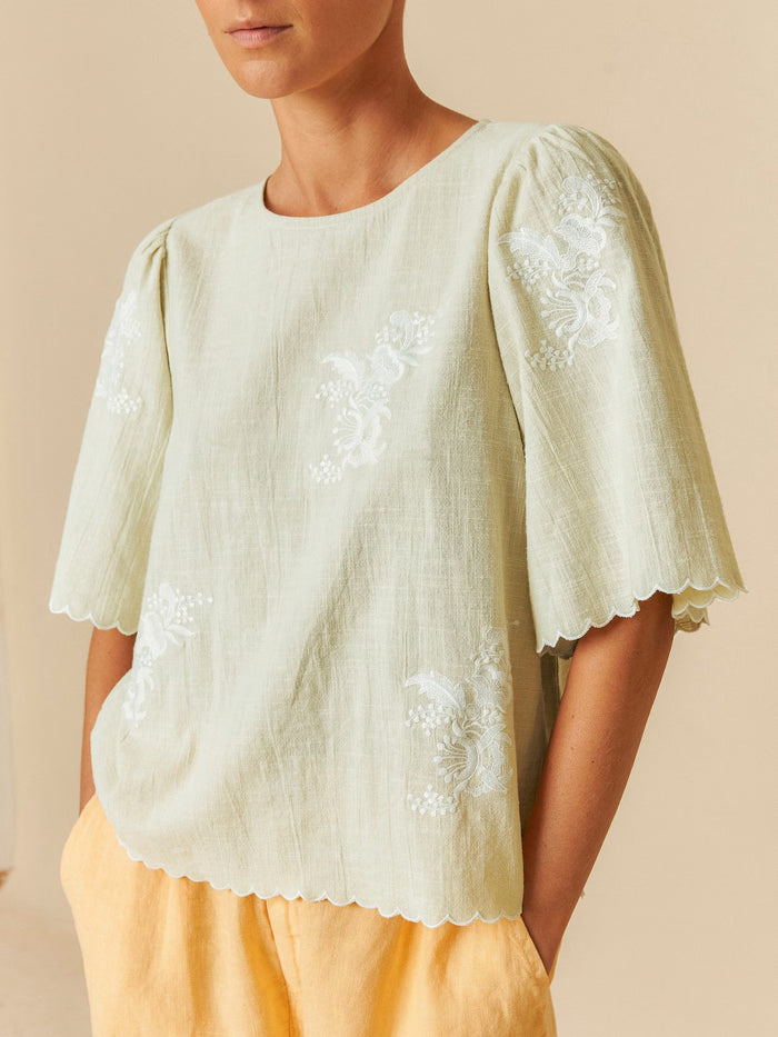 INDI AND COLD BUTTERFLY SLEEVE TOP