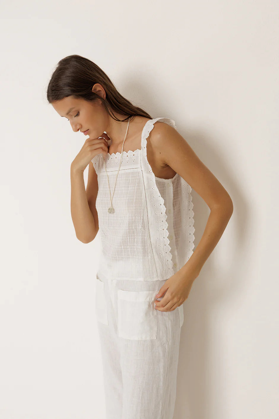 INDI AND COLD WHITE STRAPPY BOXFIT TOP - White Bicycle