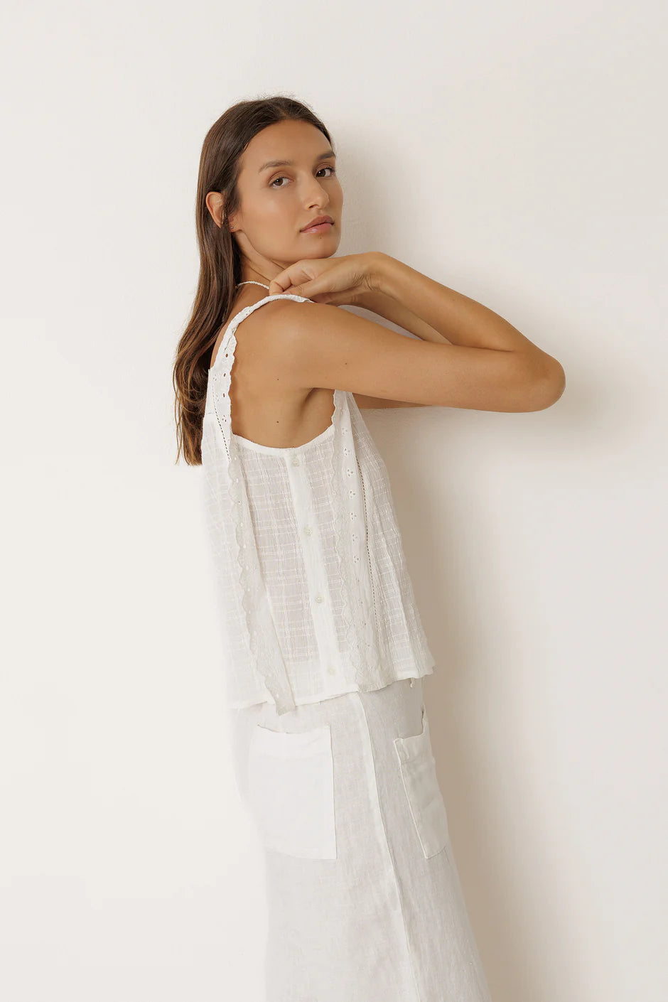INDI AND COLD WHITE STRAPPY BOXFIT TOP - White Bicycle