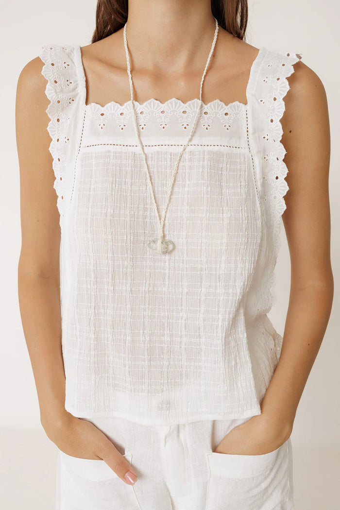 INDI AND COLD WHITE STRAPPY BOXFIT TOP