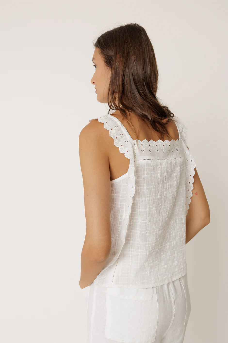 INDI AND COLD WHITE STRAPPY BOXFIT TOP - White Bicycle