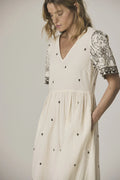 INDI AND COLD NATURAL EMBROIDERED DRESS - White Bicycle