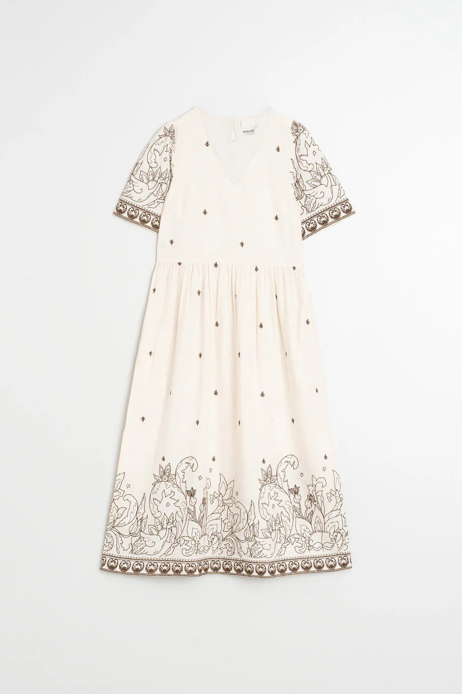 INDI AND COLD NATURAL EMBROIDERED DRESS - White Bicycle